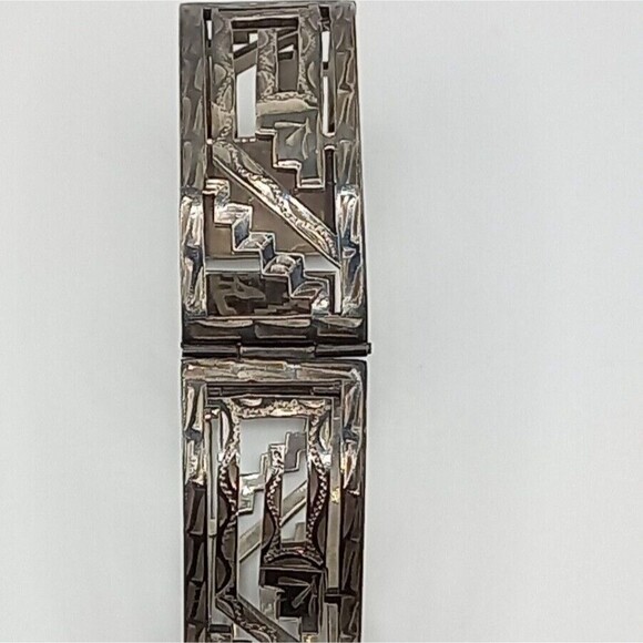 STERLING Silver Panel Bracelet Openwork design UNISEX, Size 7 - Picture 3 of 11